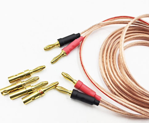 Şeffaf 14 Gauge Banana Kablosu Bi-Kablosu Bi-Amp HiFi Etraf Ses 99.9% OFC Bakır