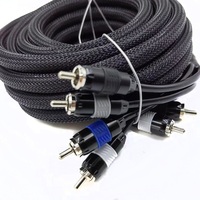 Erkekten Erkeğe 2 RCA Kablosu Nylon örgülü Genişletilebilir Koltuk 9.5mm Dış Diametresi