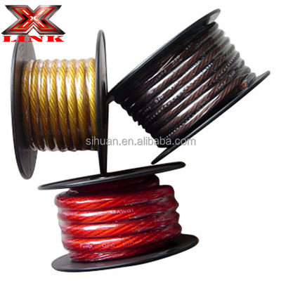 Yumuşak PVC Ceket Düşük Voltajlı Otomobiller 0 2 4 6 8 AWG Ölçüm yalıtım malzemesi PVC Otomobil Ses Alt Seslendirici Güç Kablosu