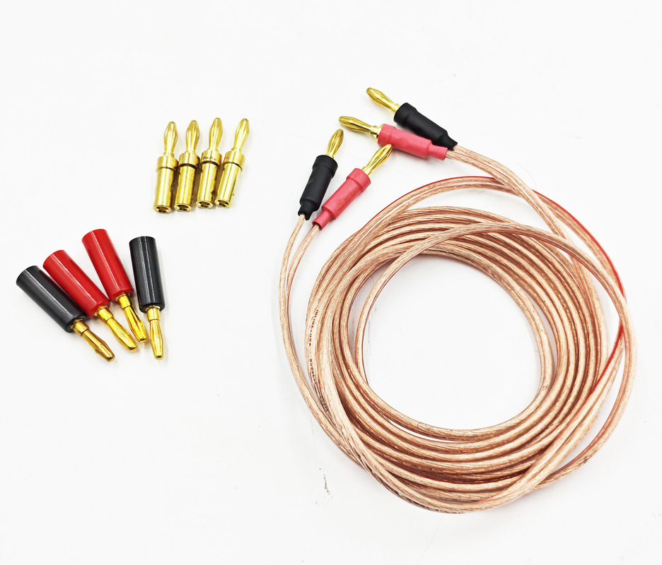 Şeffaf 14 Gauge Banana Kablosu Bi-Kablosu Bi-Amp HiFi Etraf Ses 99.9% OFC Bakır