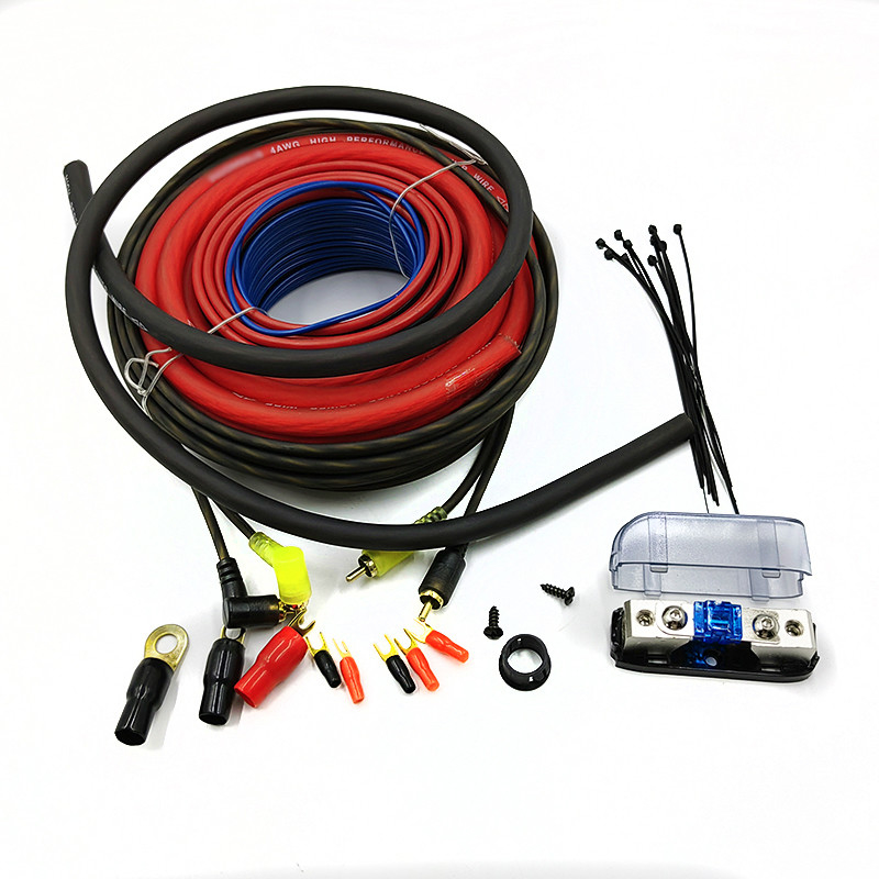 8 Ga Ofc CCA 100% Erkek-Erkek Araç Hoparlörü Ses Kablosu Güçlendirici Subwoofer Kurulum Kütesi Dirigent Çıplak Bakır Siyah/Mavi/Kırmızı