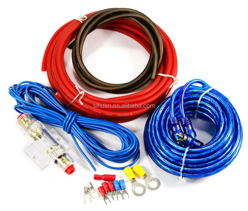 Araçlarda üst hoparlör uyumluluğu için Stranded Conductor Type 8gauge Car Audio Amp Wiring Kit
