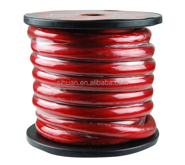 PVC Ceket Bakır Araba Ses Gücü Kablosu 1/0 2 4 6 AWG Ölçüm Batarya Kablosu